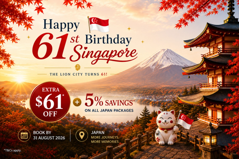 Singapore 61st Birthday Day & $61 off on selected journey