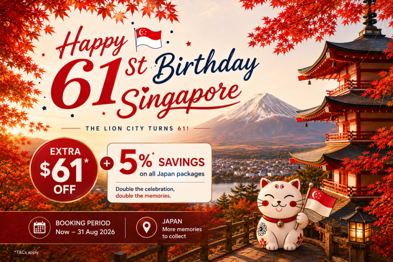Singapore 61st Birthday Day & $61 off on selected journey