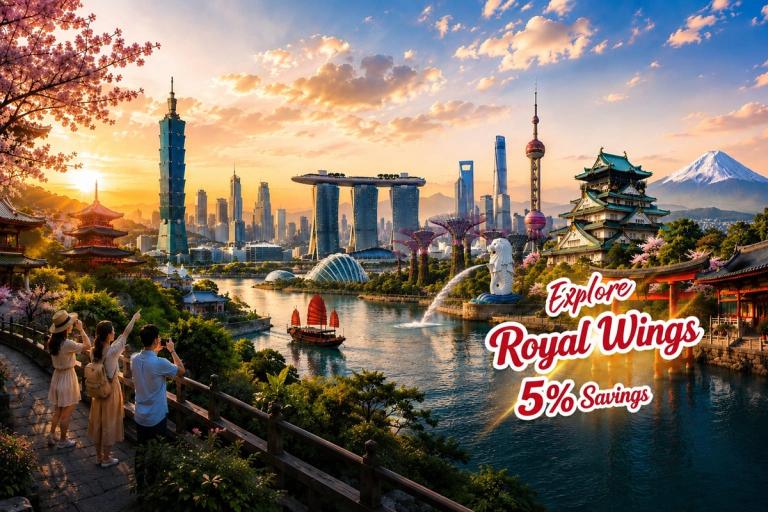 Royal Wings Travel offers 5% saving on all journeys