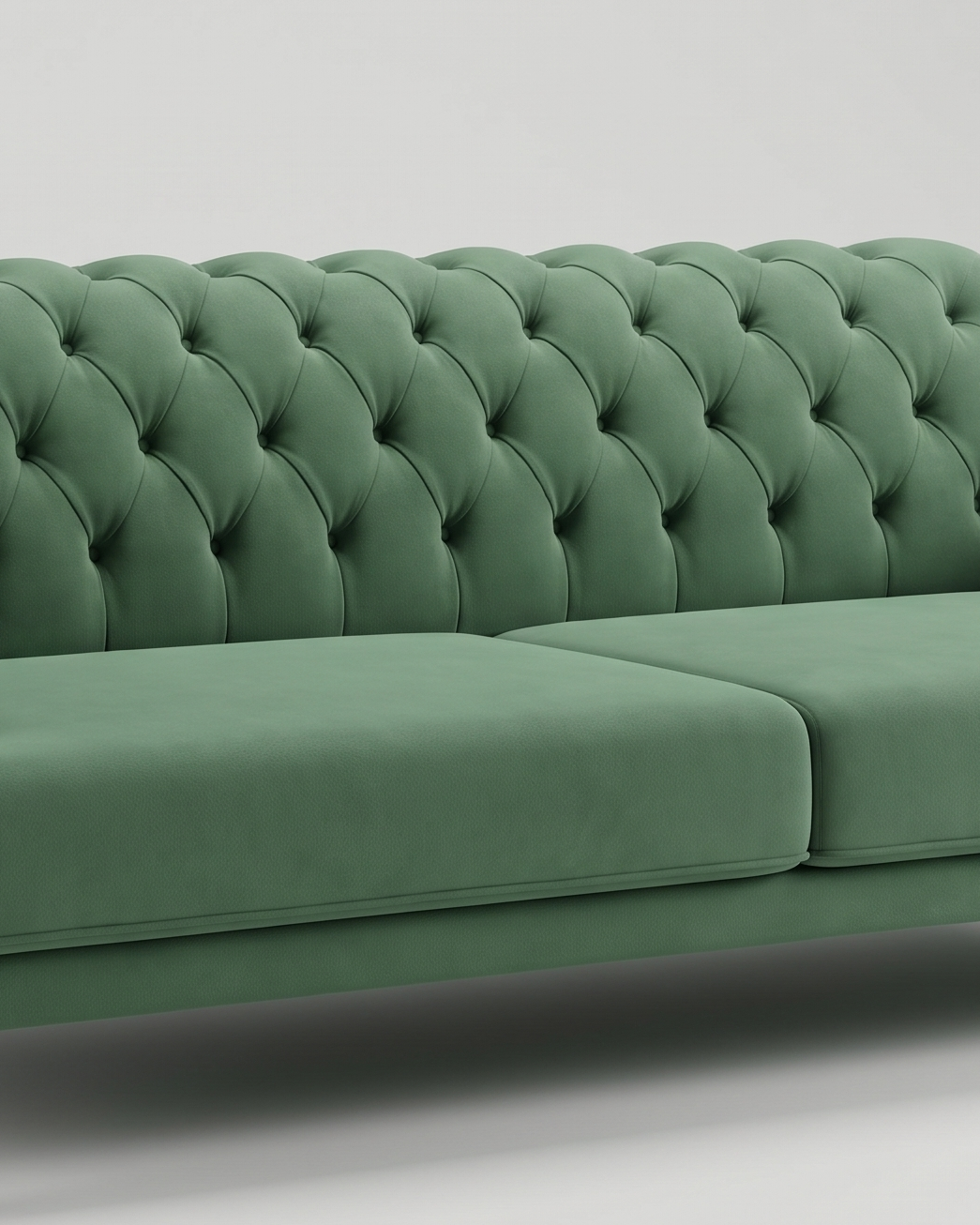 Brusson sofa, mreža prošiva sa dugmetom u svakom čvoru, a ispod nje ravan jastuk sedišta sa paspulom po obodu