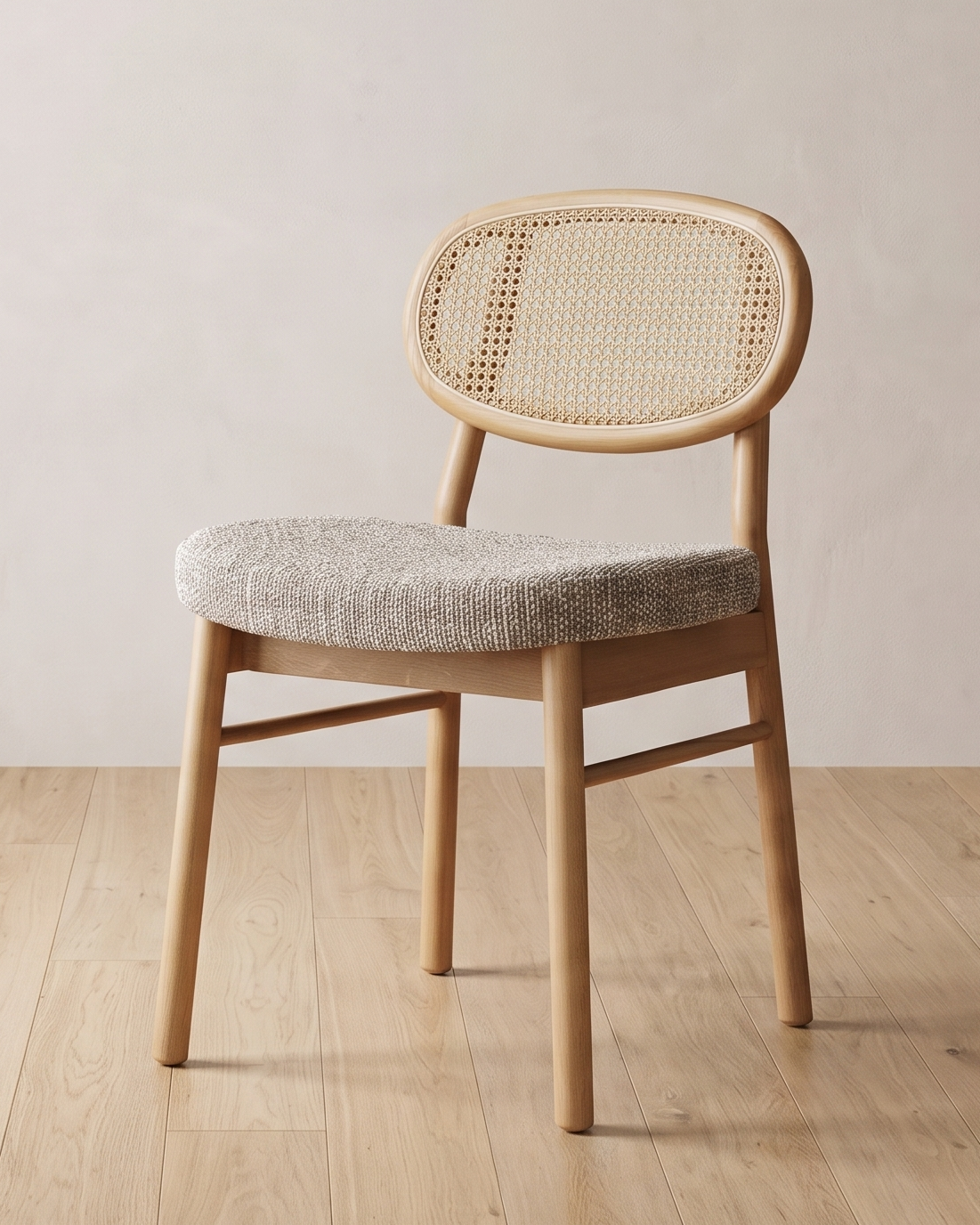 Austis, medeni ton panela iznad sivobež sedišta.