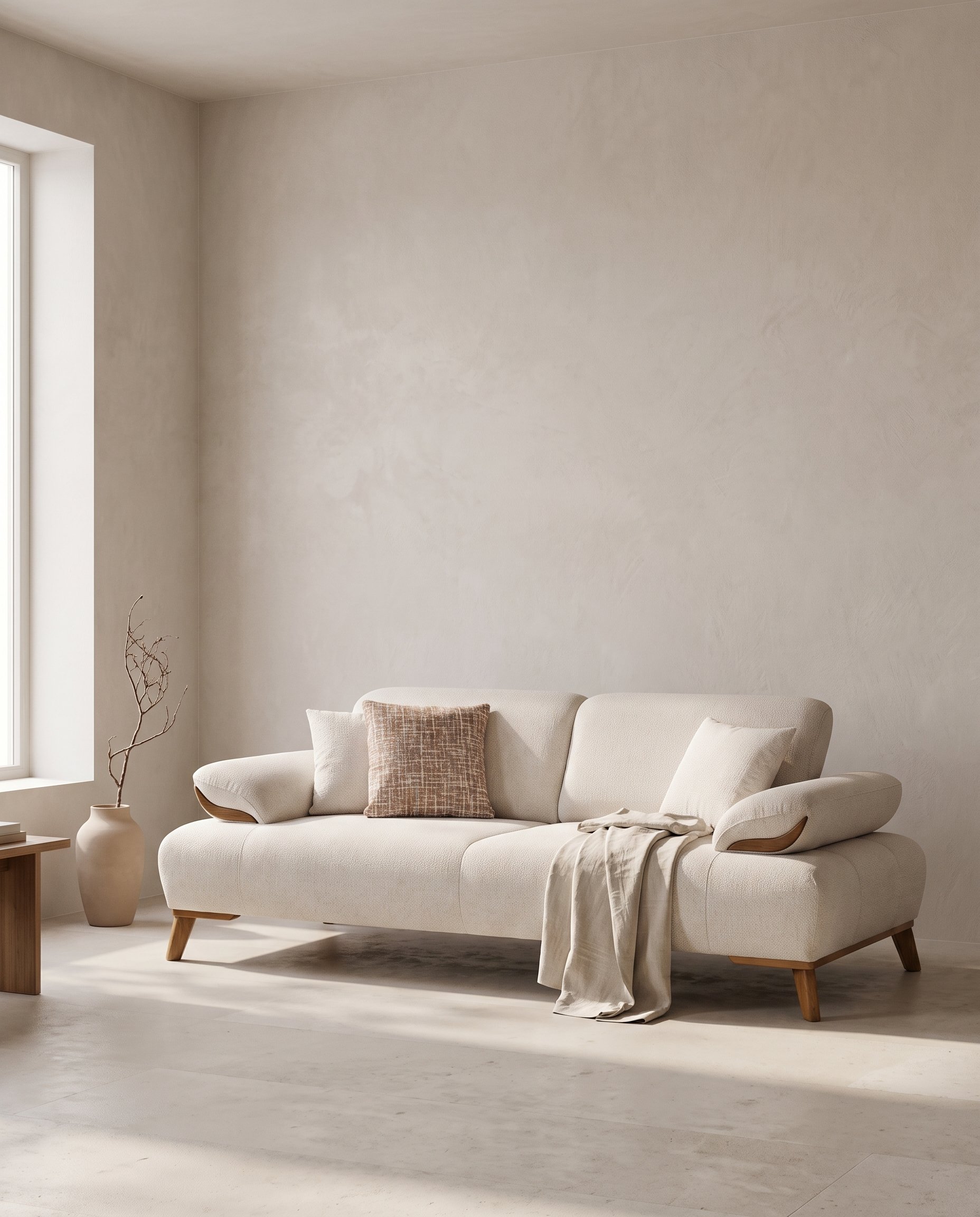 Avola sofa u dnevnoj sobi, u uspravnom kadru