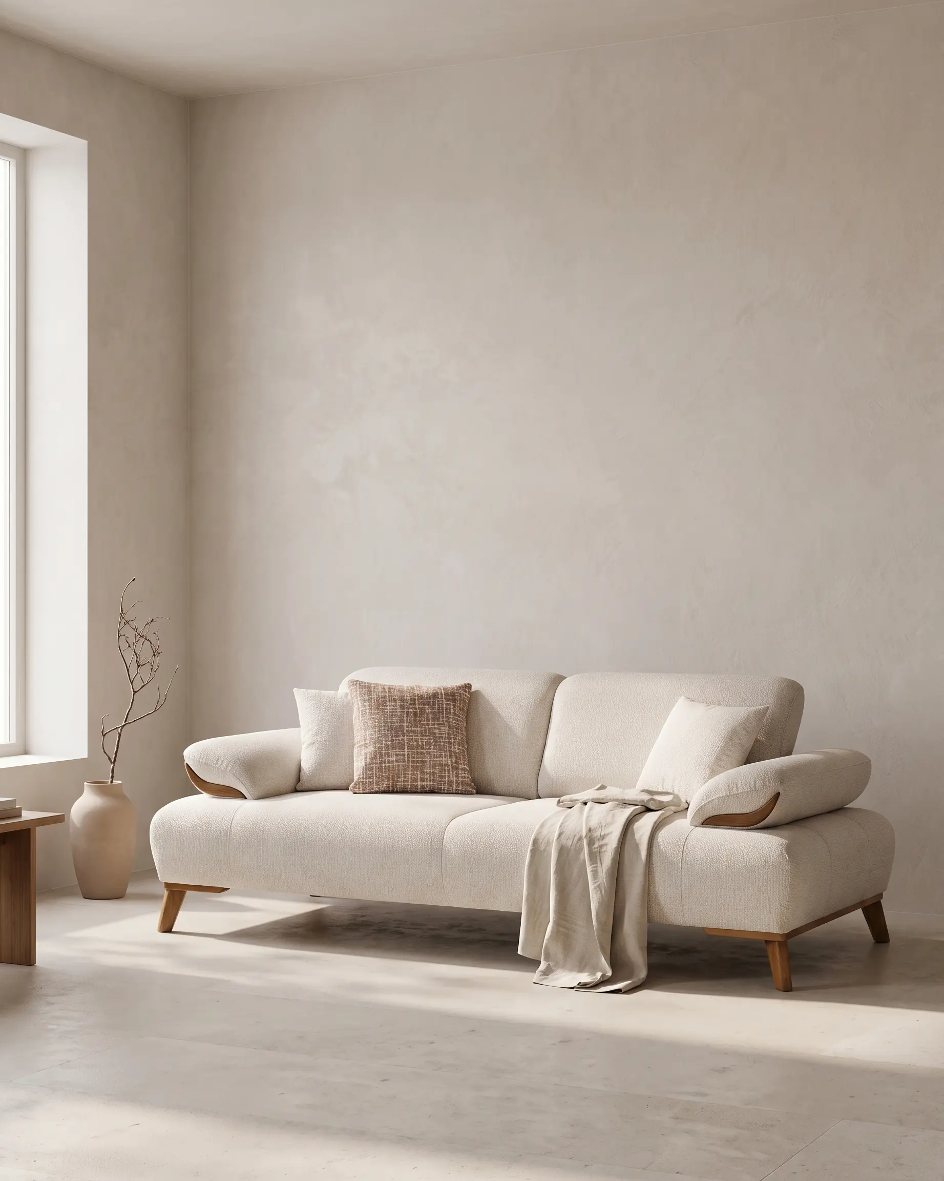 Avola sofa u dnevnoj sobi, u uspravnom kadru