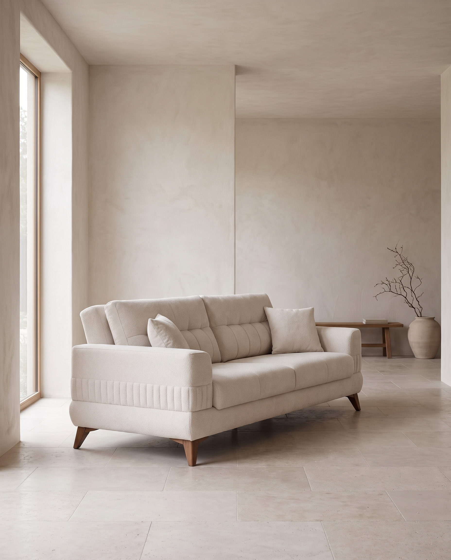 Nepi sofa u širokom kadru dnevne sobe