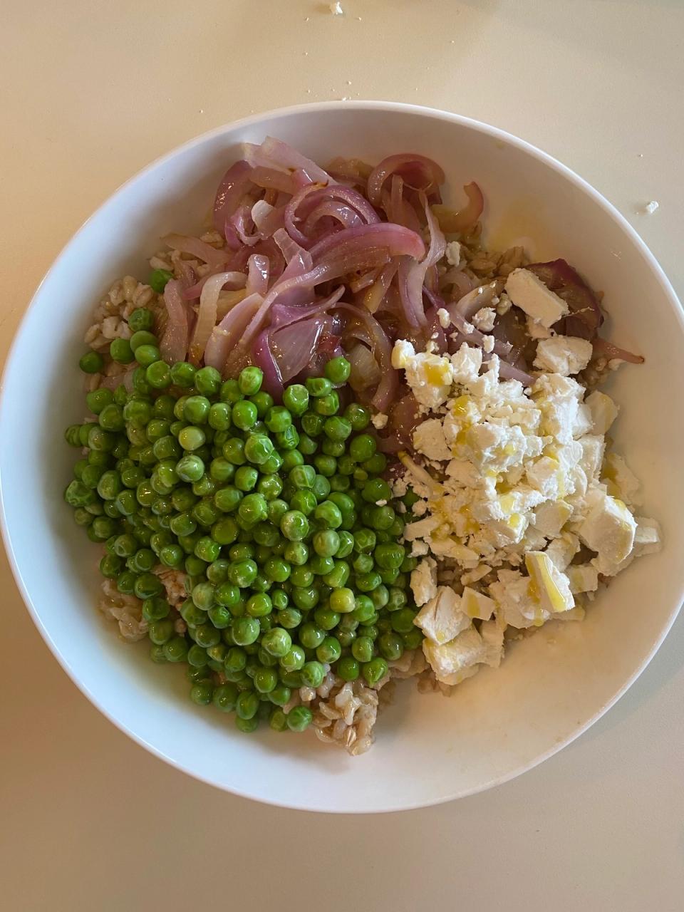 Barley with Green Peas and Caramelized Onions