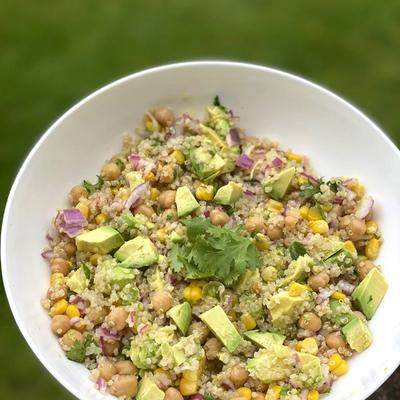 Chickpea Quinoa bowl with Cilantro Lime Dressing