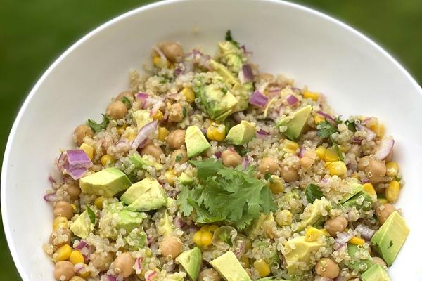 Chickpea Quinoa bowl with Cilantro Lime Dressing