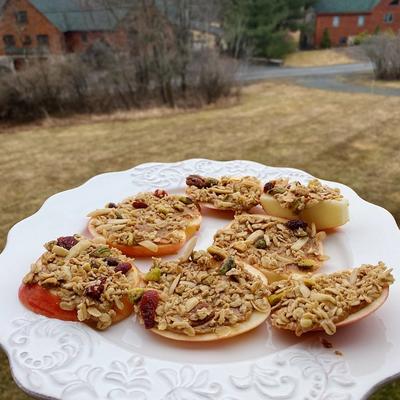 Apple Slices with Almond Butter and Granola