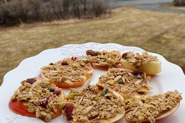 Apple Slices with Almond Butter and Granola
