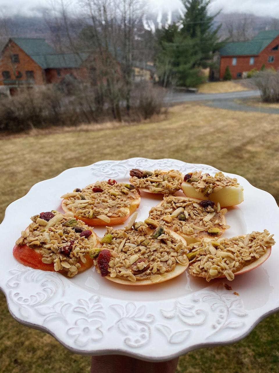 Apple Slices with Almond Butter and Granola