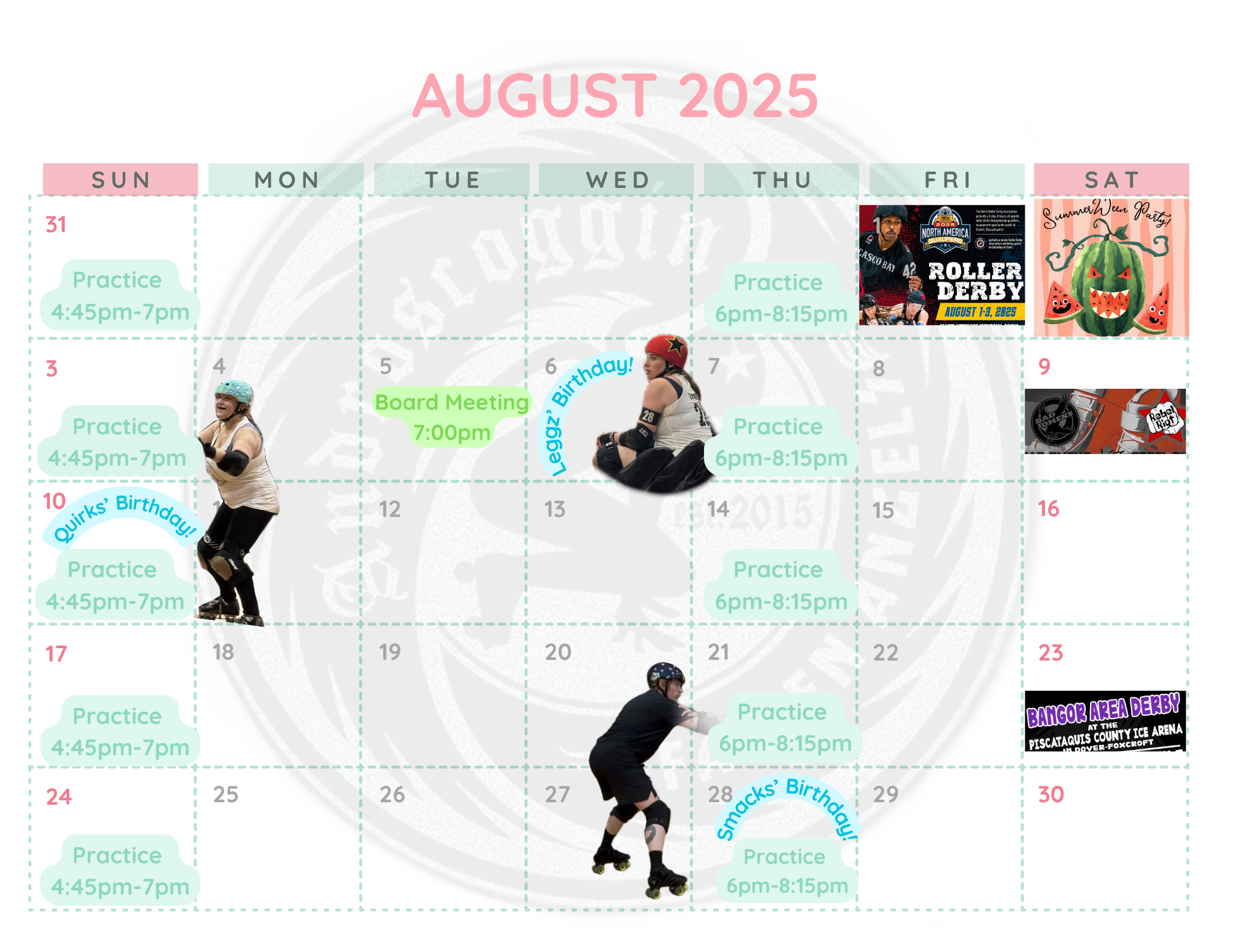 Calendar for august