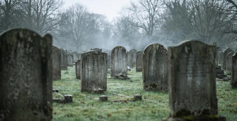 Rows of weathered headstones in a quiet cemetery, representing burial in the wrong gravesite or plot.