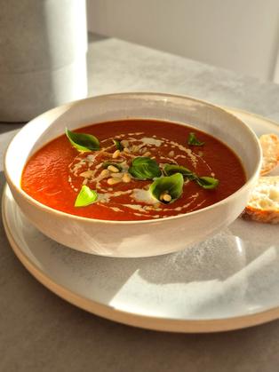 Geröstete Tomatensuppe mit Reis