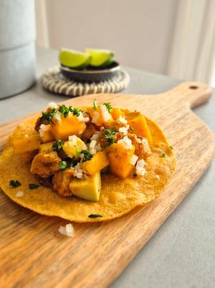 Mango Chipotle Chicken Tostadas