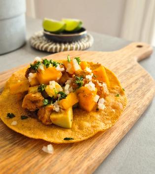 Mango Chipotle Chicken Tostadas