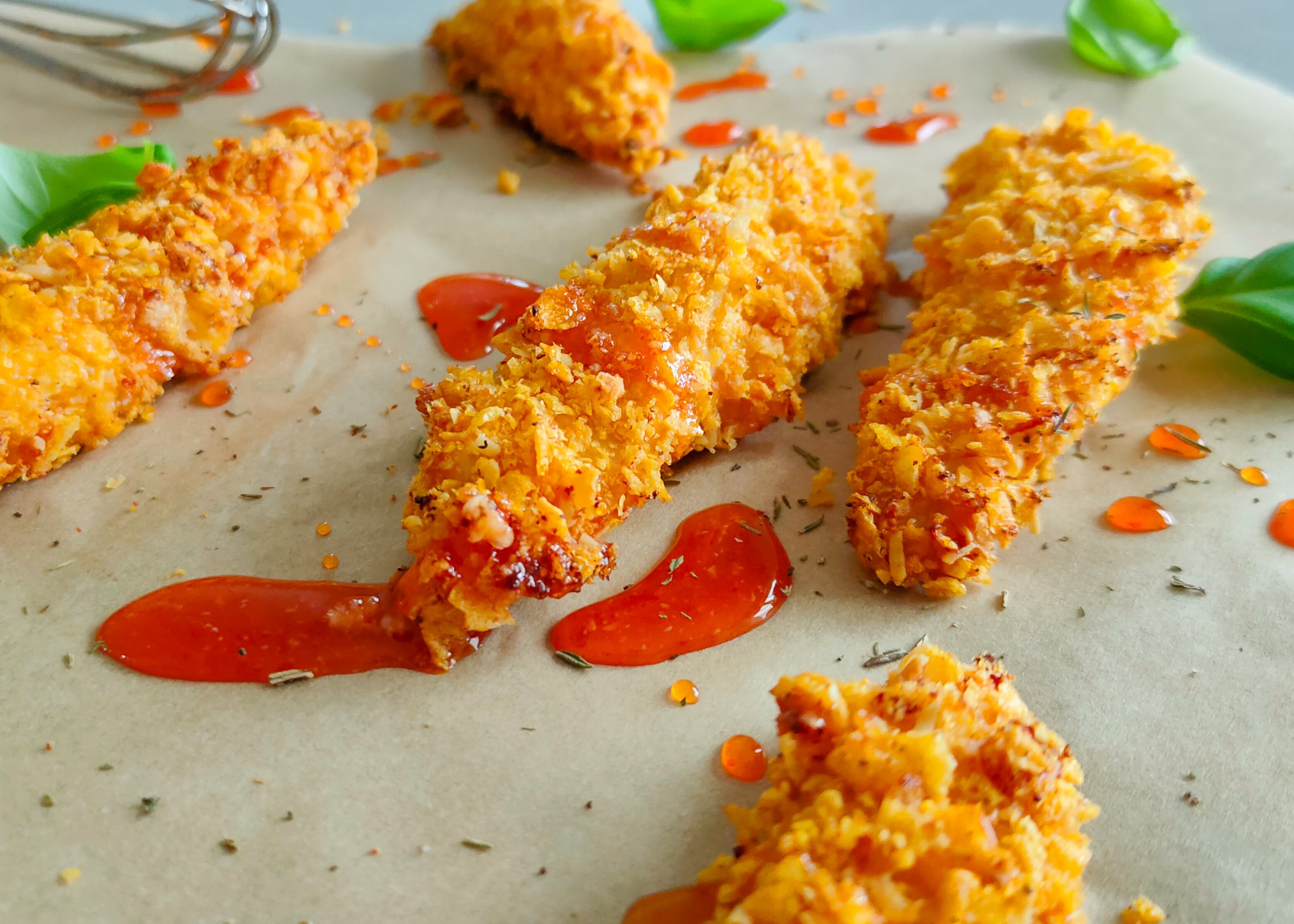 Knusprige Chili Honig Chicken Tenders aus dem Ofen