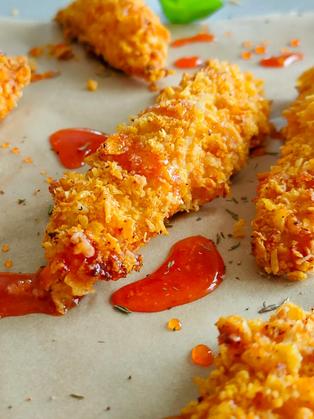 Knusprige Chili Honig Chicken Tenders aus dem Ofen