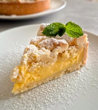 Streuselkuchen mit Vanillepudding