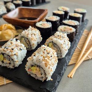 Spicy Surimi & Shrimp California Inside Out Rolls (Uramaki)
