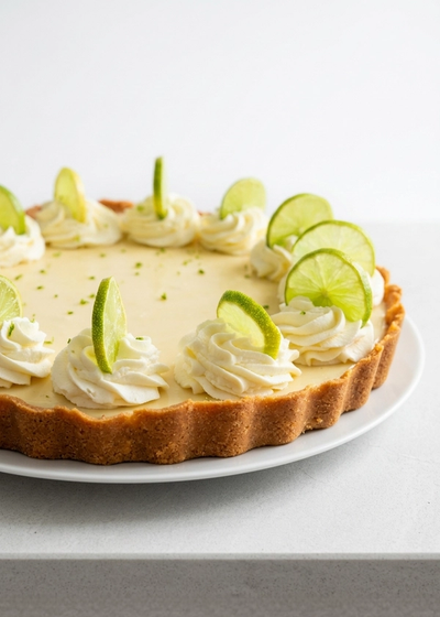 Erfrischender Key Lime Pie, wie aus den Florida Keys auf einem Teller.
