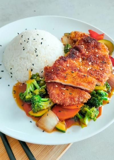 Knuspriges Yakitori-Hähnchen mit Gemüse - Hauptbild