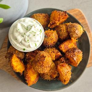 Extra Knusprige Kartoffeln mit einer Panko-Panade aus dem Ofen