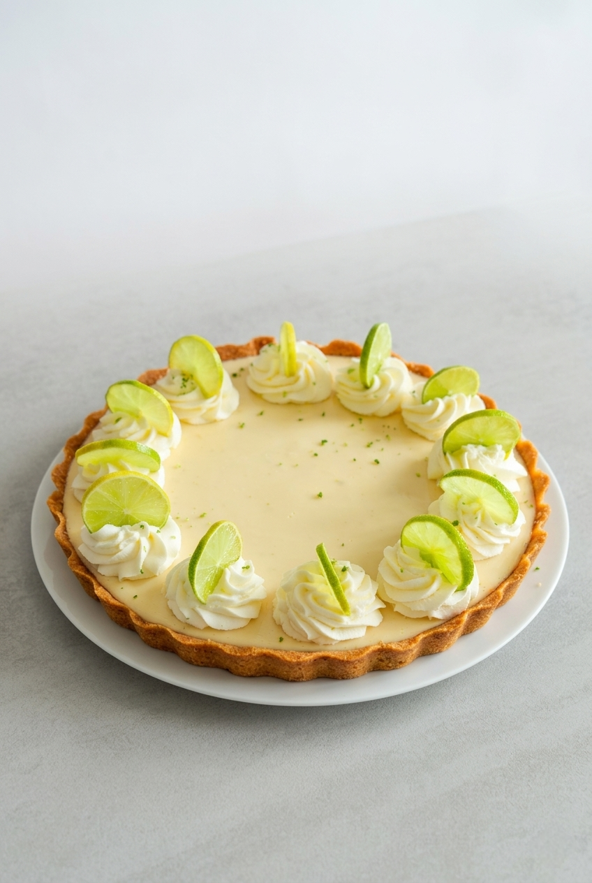Sommerlicher Key Lime Pie, wie aus den Florida Keys auf einem Teller.