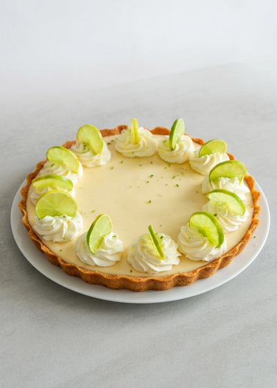 Sommerlicher Key Lime Pie, wie aus den Florida Keys auf einem Teller.