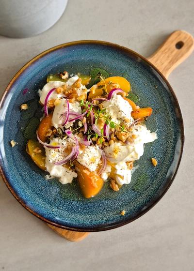 Gebackener Pfirsich mit Burrata - Hauptbild