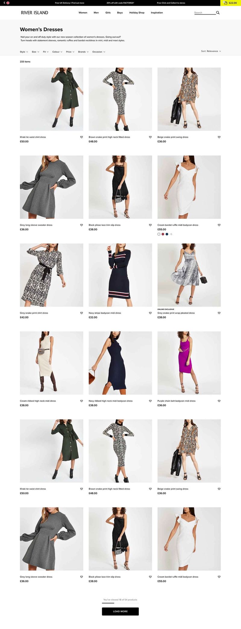 River Island - Product Listing Page - Large Screen