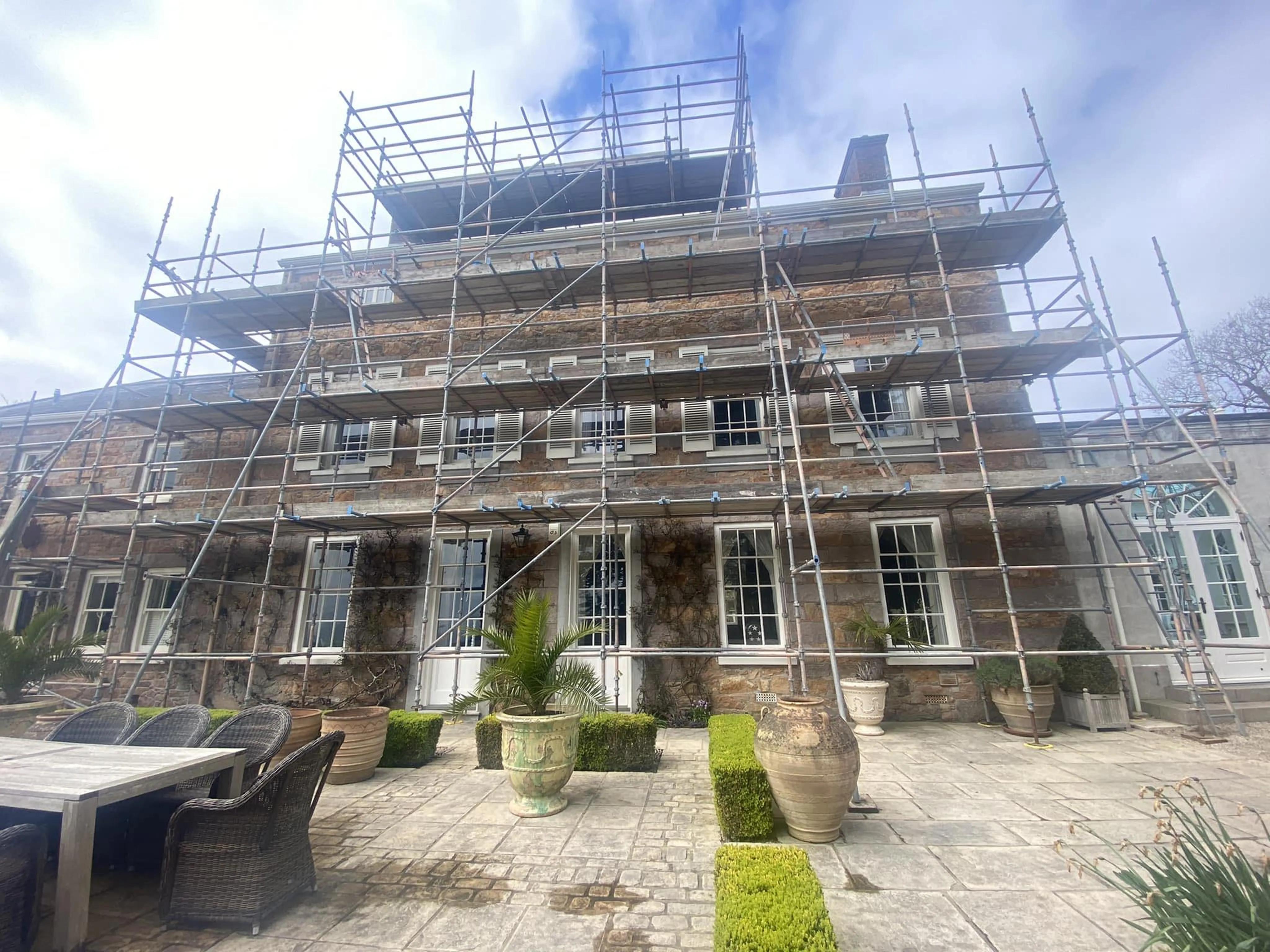 House with scaffolding