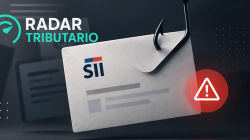 Ilustración de un correo electrónico falso que intenta suplantar al Servicio de Impuestos Internos, destacando señales de phishing como enlaces sospechosos y solicitudes urgentes.