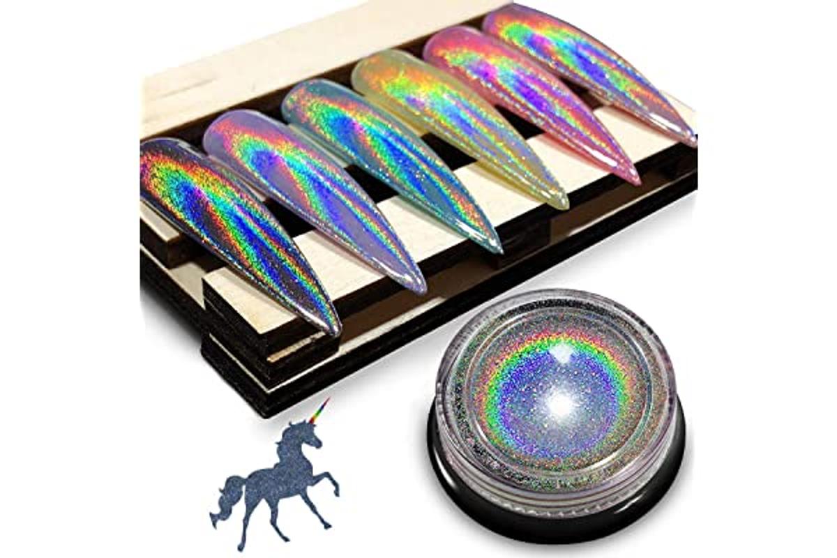 Holographic Chrome Nail Powder - iMethod Premium Salon Grade Rainbow Unicorn Mirror Effect Multi Chrome Manicure Pigment, 0.0