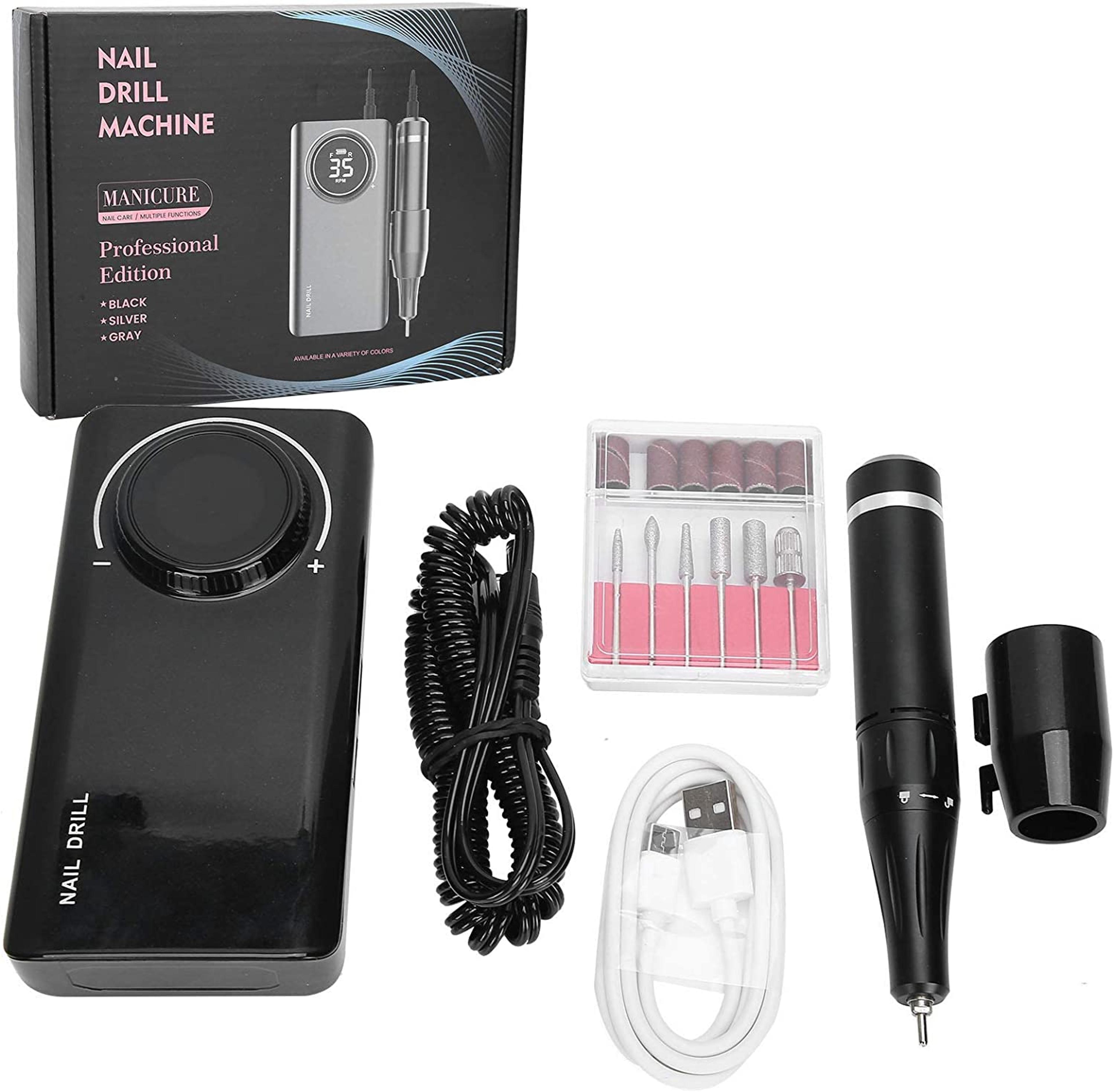 Kit De Taladro De Uñas Eléctrico, 35000 Rpm, Recargable