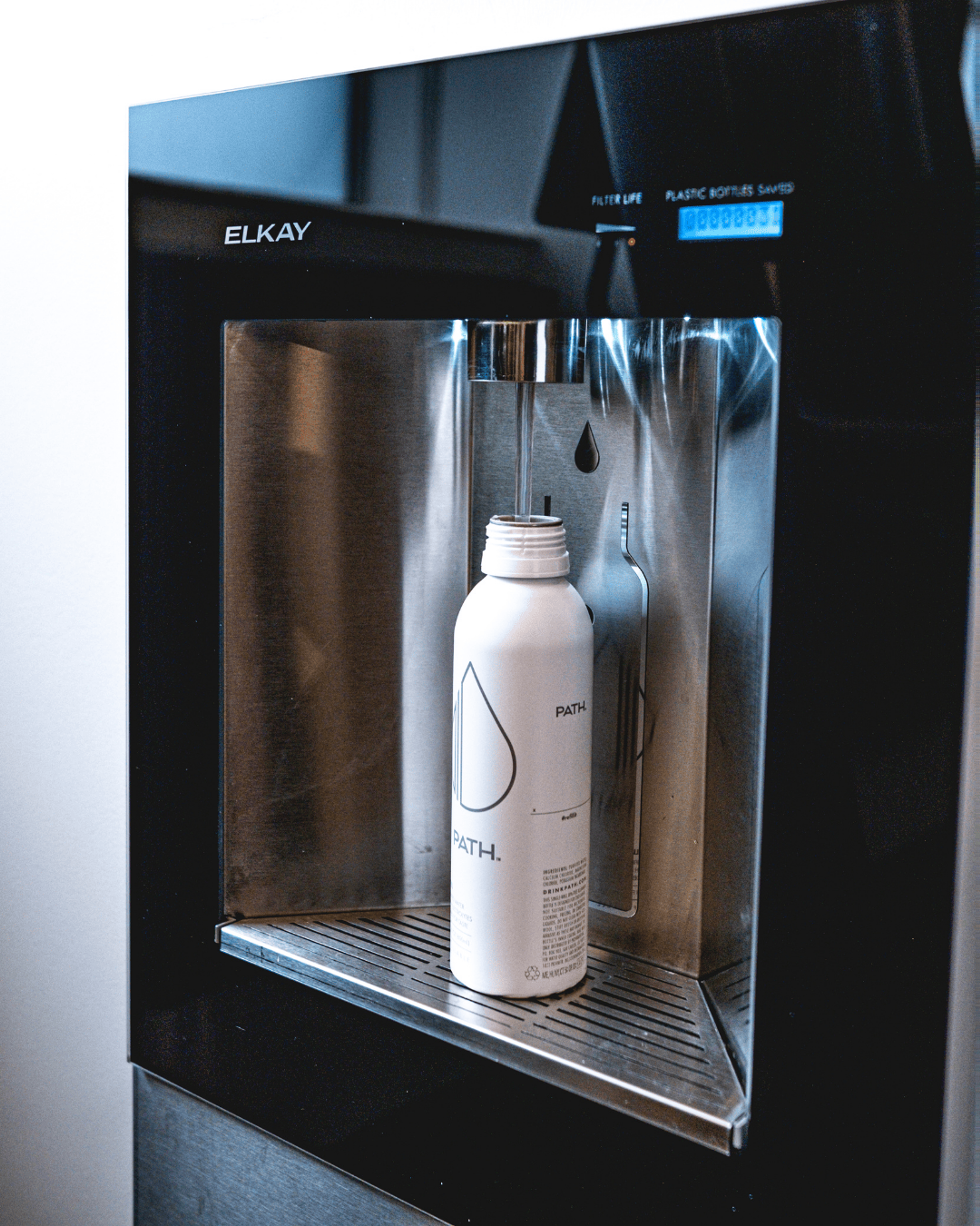 water bottle in a refill station