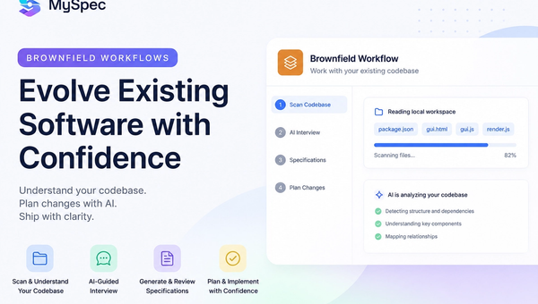 Introducing the Brownfield workflow in MySpec