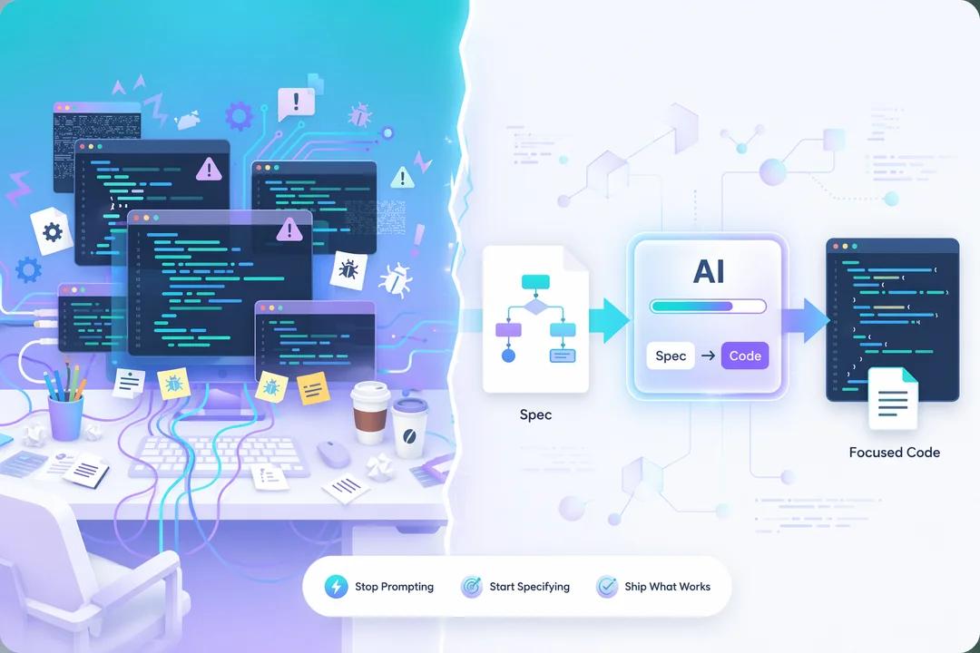 Developer collaborating with an AI assistant over a written specification
