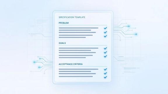 Product manager drafting a specification document on a laptop

