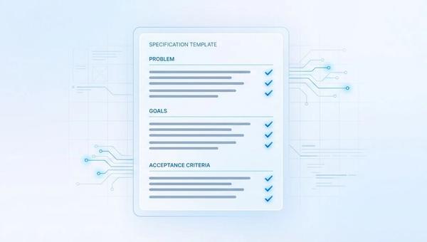 Product manager drafting a specification document on a laptop
