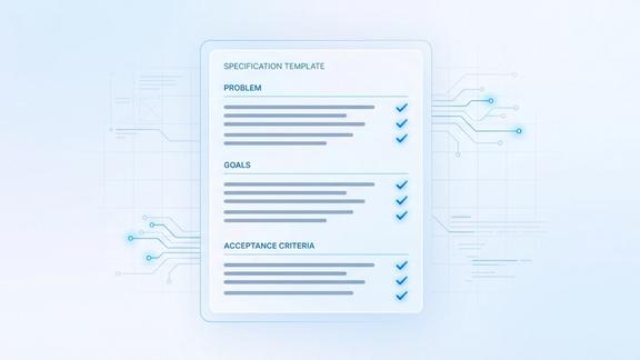 Product manager drafting a specification document on a laptop