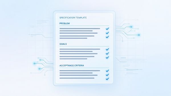 Product manager drafting a specification document on a laptop