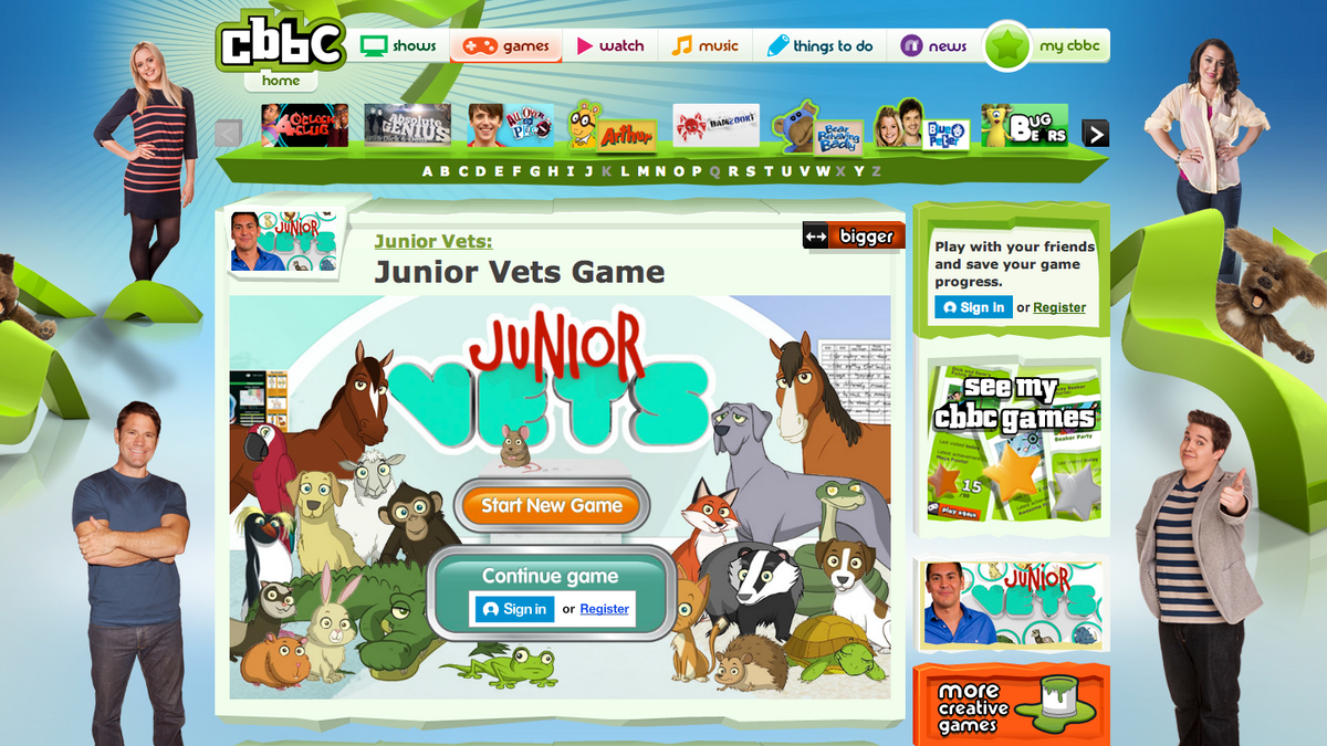 Image of the Junior Vets game on the CBBC games website
