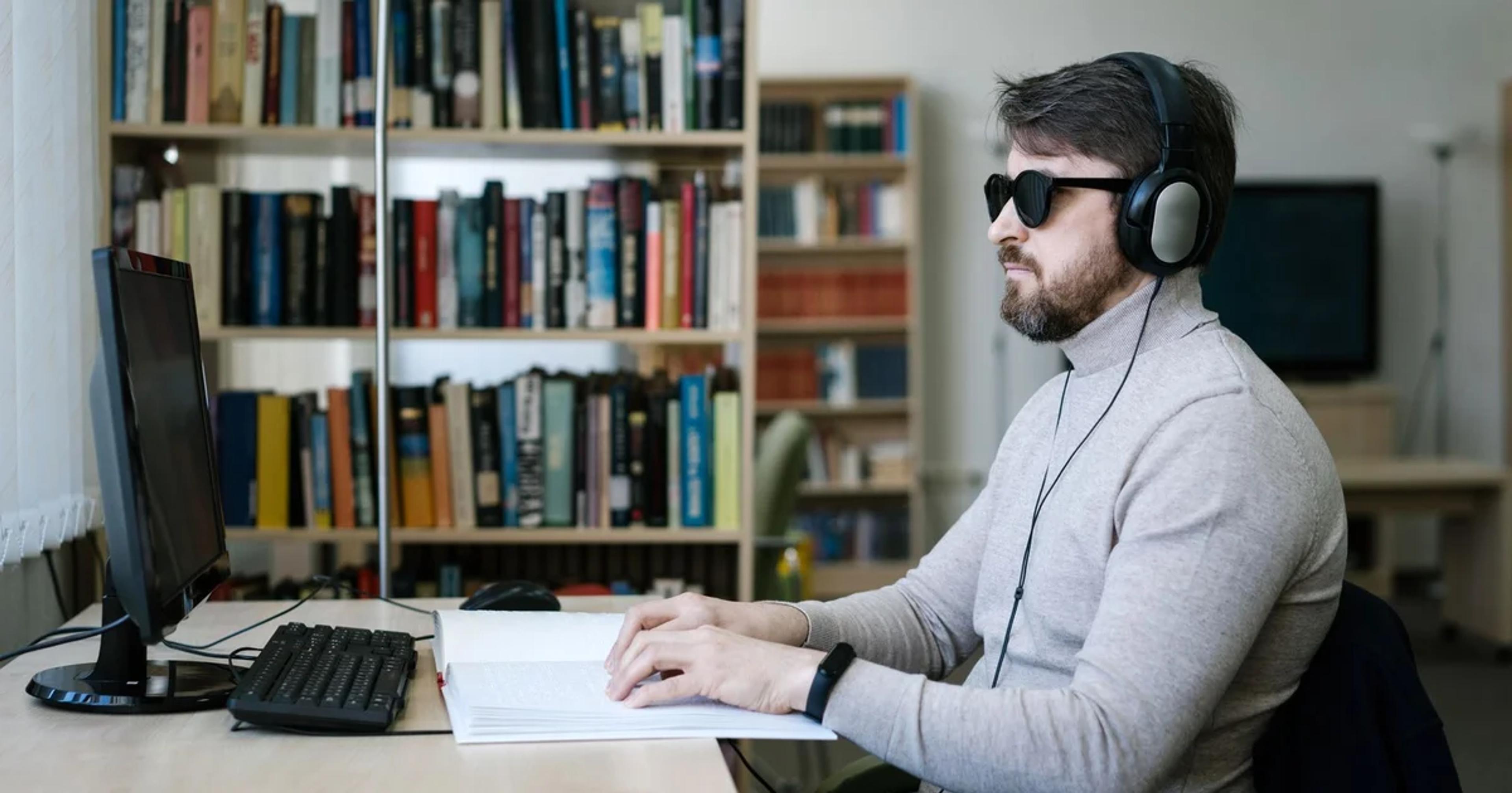 A person using a screen reader for municipal email ADA compliance accessibility