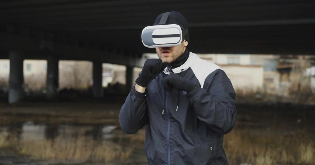 A person using a VR headset in a government office for ADA compliant civic VR exploration