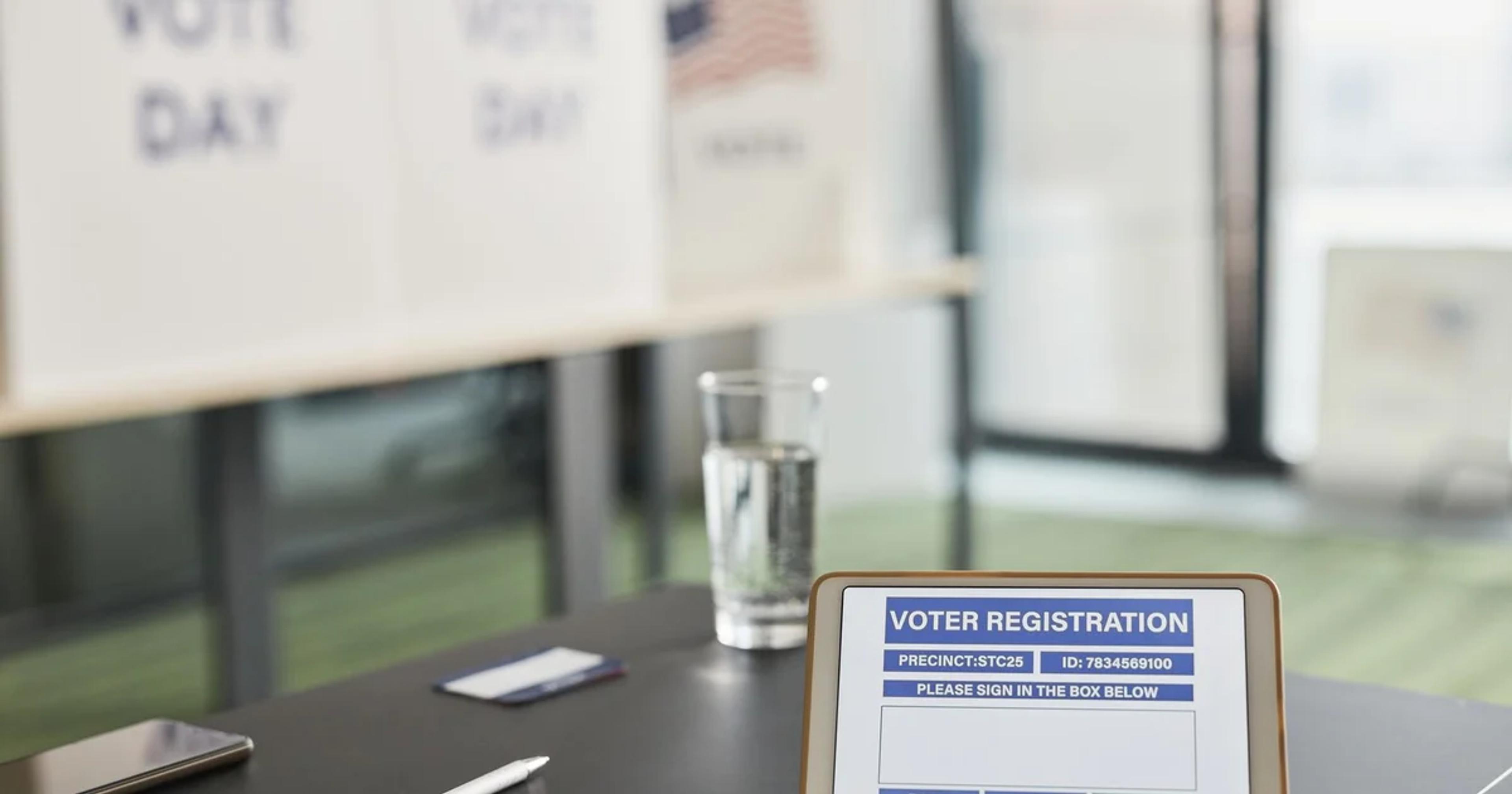 A citizen using an accessible digital voting interface for ADA compliance in civic elections