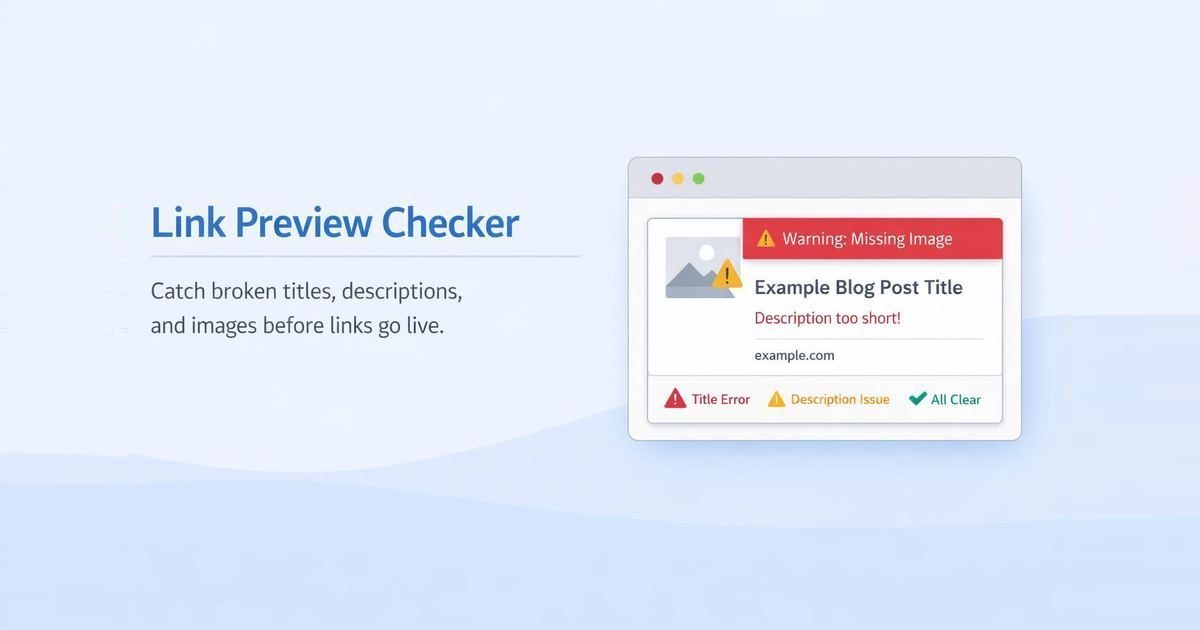 Link preview debugger report with Open Graph and X card checks