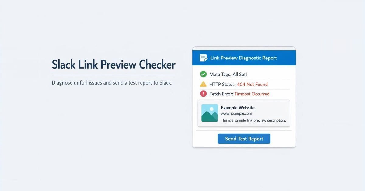 Slack unfurl debugger report with Open Graph and link preview checks