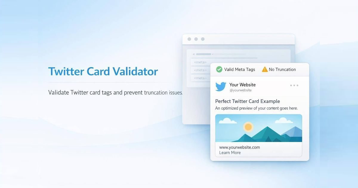 X card validator report for Twitter card metadata and preview image checks