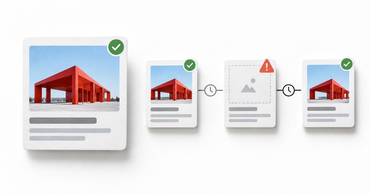 One-time preview checking compared with repeated checks that reveal a missing image.