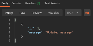 Postman PUT response body